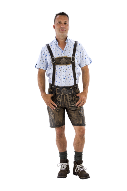 Brązowe krótkie buty męskie Lederhose Antique
