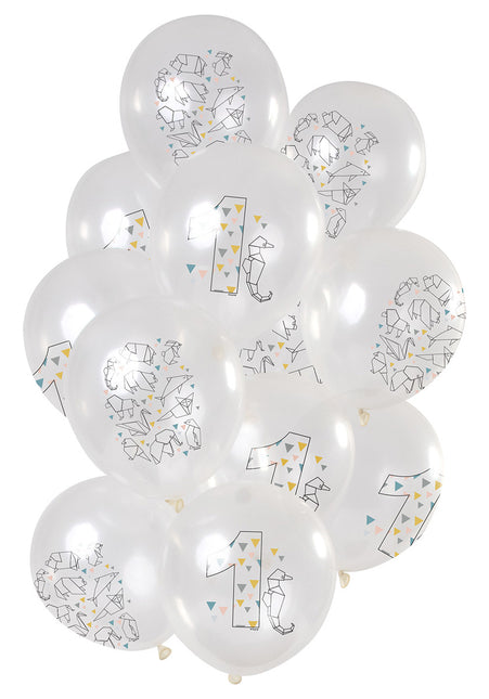 Balony na 1 rok Origami 30cm 12szt