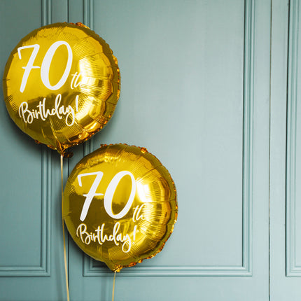 Balon helowy na 70 urodziny złoty pusty 45cm
