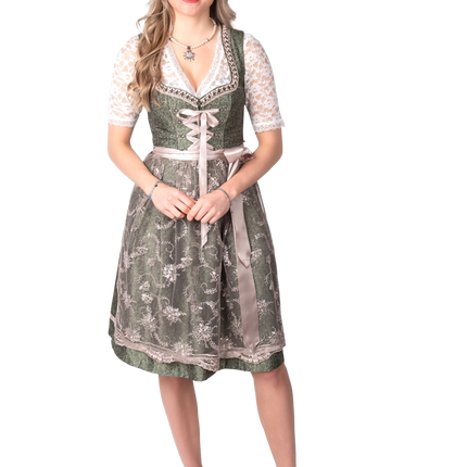 Różowy Biały Kremowy Dirndl Sukienka Oktoberfest Ladies Jaquard Grey