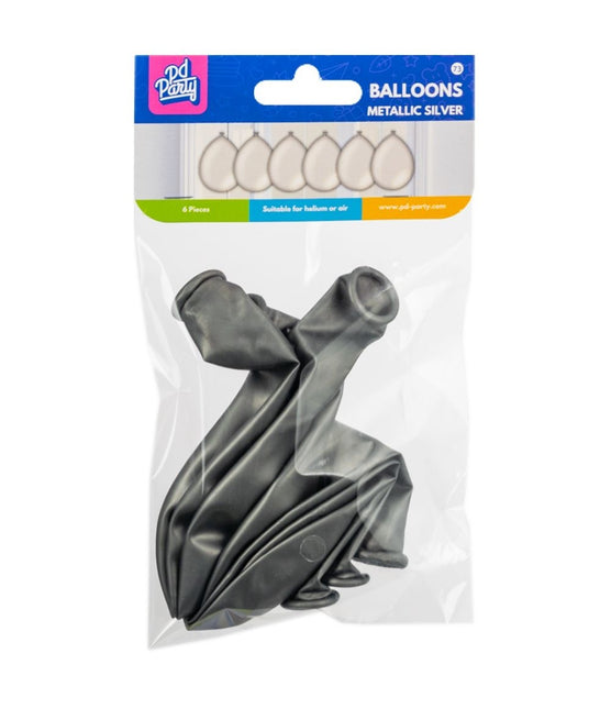 Srebrne balony metaliczne 30cm 6szt