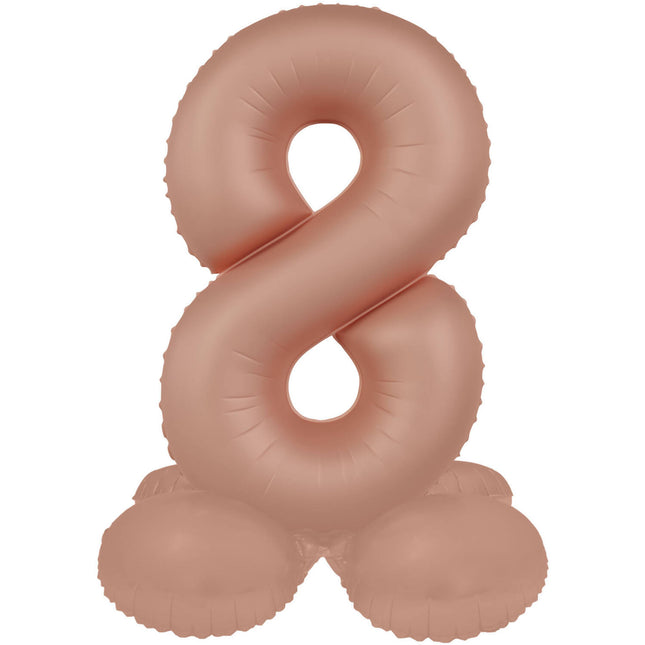 Balon z figurką na 8 lat różowe złoto mat 41 cm