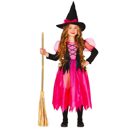Kostium na Halloween Dziecięca Czarownica Różowy