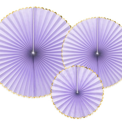 Wachlarze papierowe Lilac Gold Set 23-40cm 3 szt.