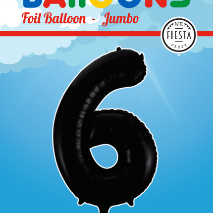 Balon foliowy Figurka 6 Czarny XL 86cm pusty