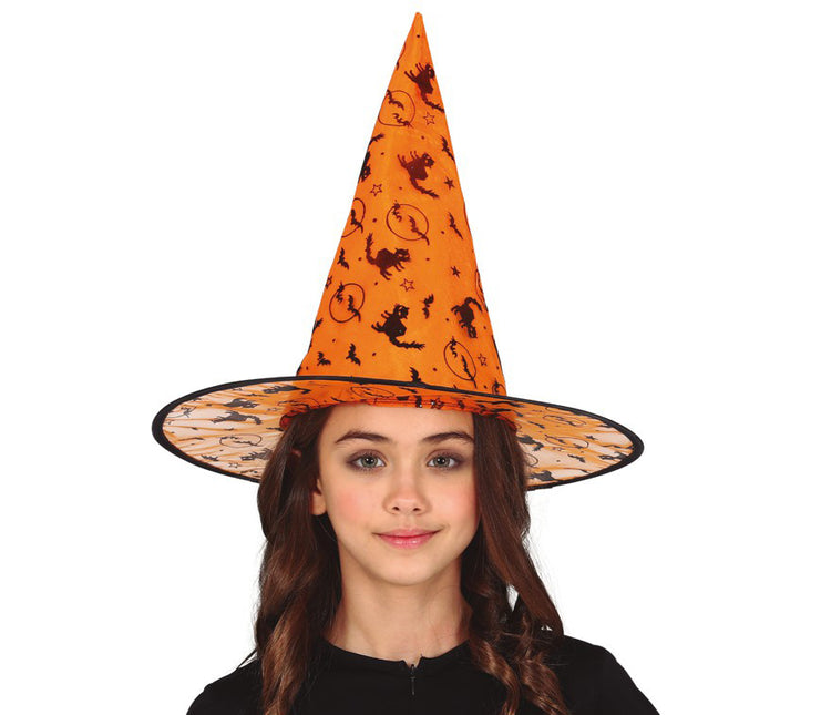Halloweenowy kapelusz czarownicy pomarańczowy dla dziecka