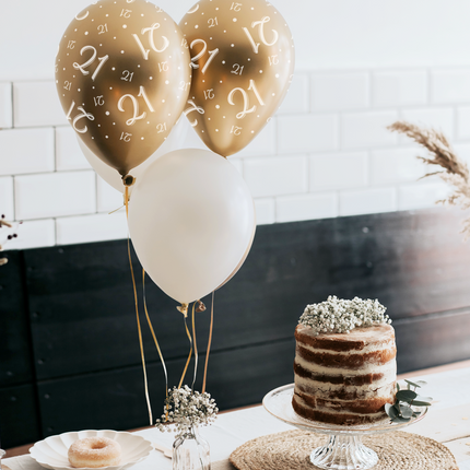 Balony Gratulacyjne Złote Białe 30cm 6szt