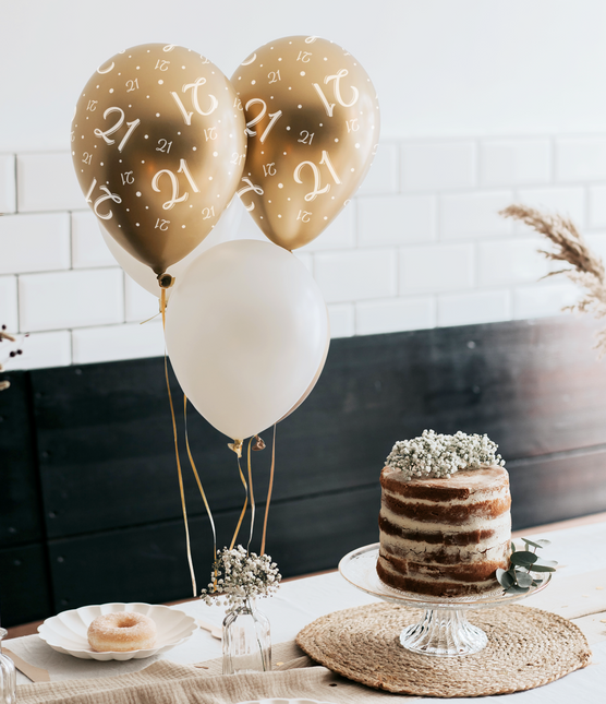 Balony Gratulacyjne Złote Białe 30cm 6szt