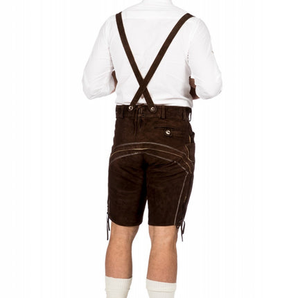 Ciemnobrązowe Lederhose Męskie Krótkie