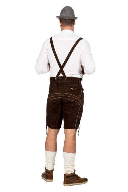 Ciemnobrązowe Lederhose Męskie Krótkie