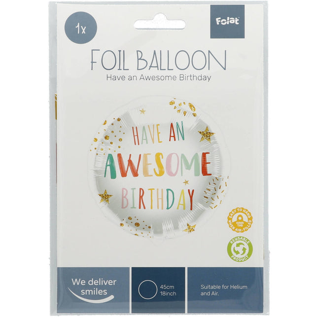 Balon helowy Have an Awesome Birthday pusty 45cm