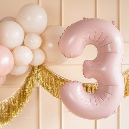 Balon z figurką na 3 rok Jasnoróżowy Pusty 72cm
