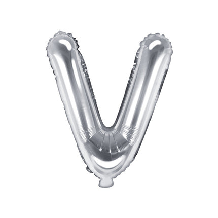 Balon foliowy litera V srebrny pusty 35 cm