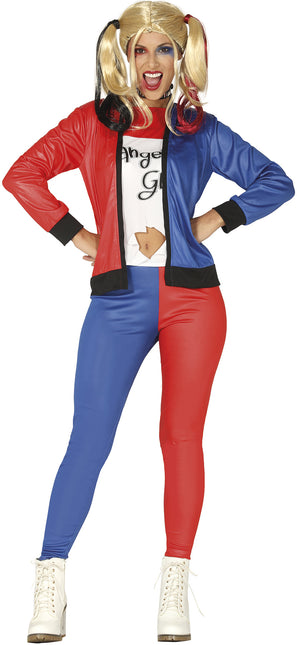 Kostium Harley Quinn czerwony niebieski damski