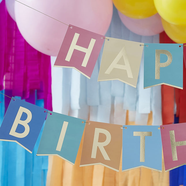 Kolorowa girlanda z literkami Happy Birthday 1,7 m