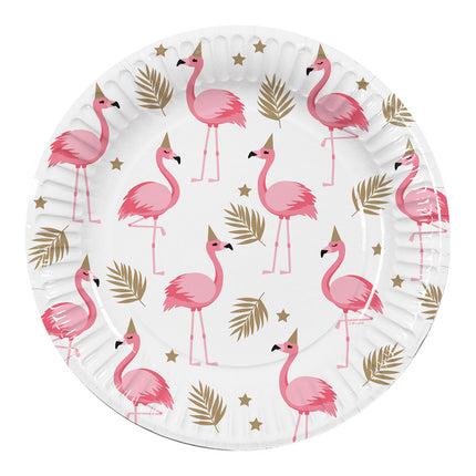 Talerzyki flamingi papierowe 23cm 10szt