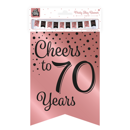 Baner 70 lat różowy czarny 6m