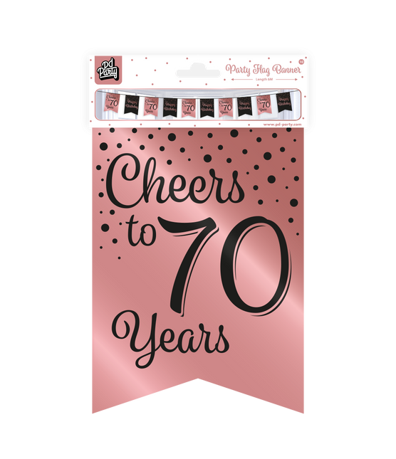 Baner 70 lat różowy czarny 6m