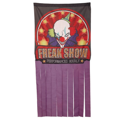 Halloweenowa kurtyna do drzwi Clown Show 1.58m