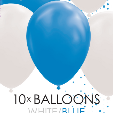 Balony białe niebieskie 30cm 10szt