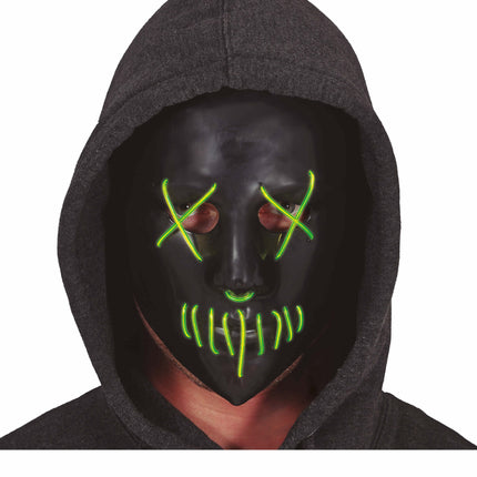 Zielono-czarna maska na Halloween ze światłem