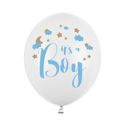 Balony białe chłopiec 30cm 6szt