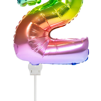 Balon foliowy Figurka 2 Rainbow 36cm z patyczkiem