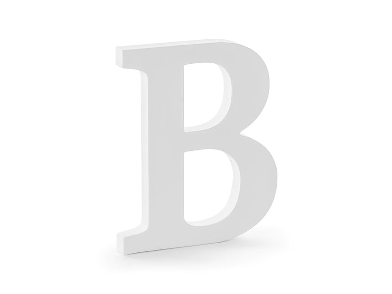 Biała litera B Drewno 20 cm