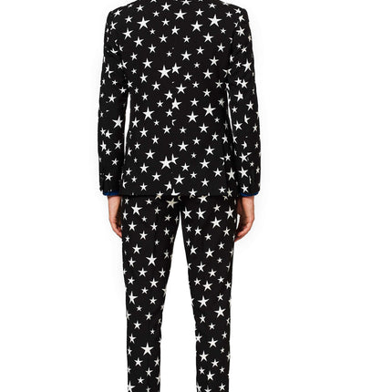 Czarny garnitur męski w białe gwiazdki <tc>OppoSuits</tc>