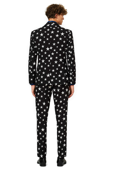 Czarny garnitur męski w białe gwiazdki <tc>OppoSuits</tc>