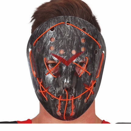 Halloweenowa maska hokejowa ze światłem
