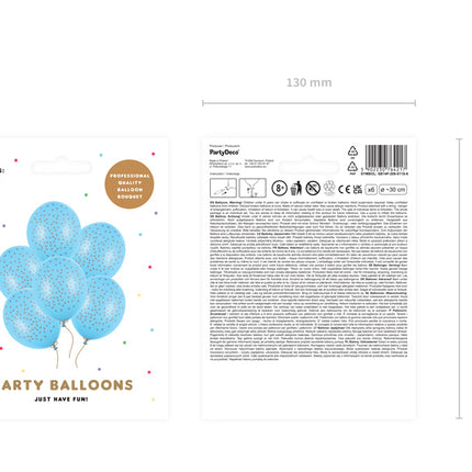 Balony niebieskie szare kropki 30cm 6szt