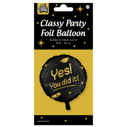 Balon helowy Black Gold Passed You Did It Pusty 45 cm