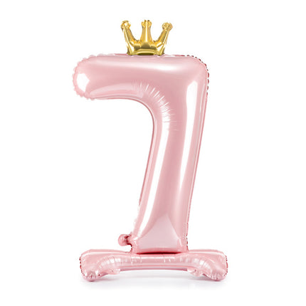 Balon foliowy cyfra 7 jasnoróżowy standardowy pusty 84 cm