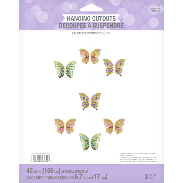 Dekoracja wisząca Motyl 18cm 3szt.