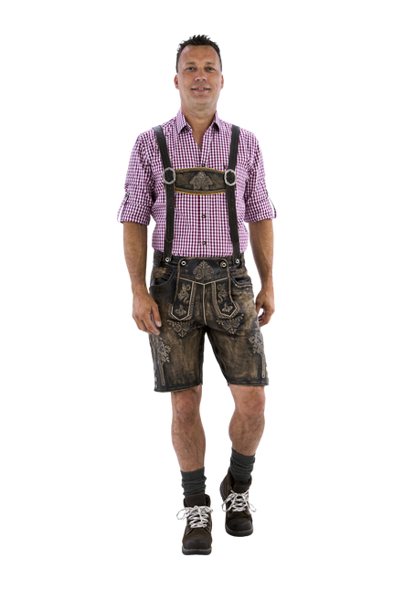 Brązowe krótkie buty męskie Lederhose Antique