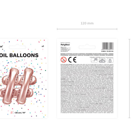 Balon foliowy litera # różowe złoto pusty 35cm