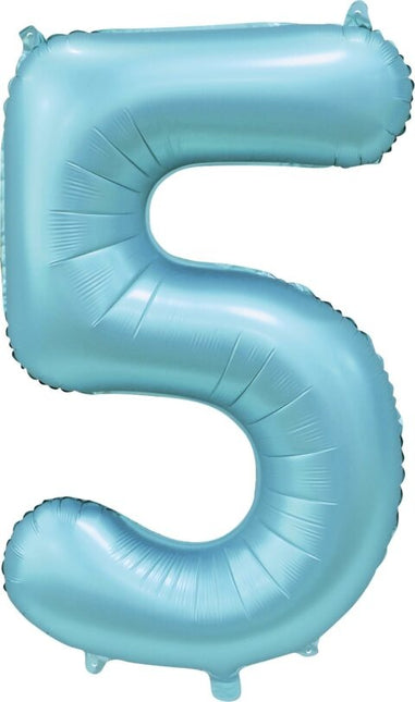 Jasnoniebieski balon foliowy 5 lat połysk 86 cm