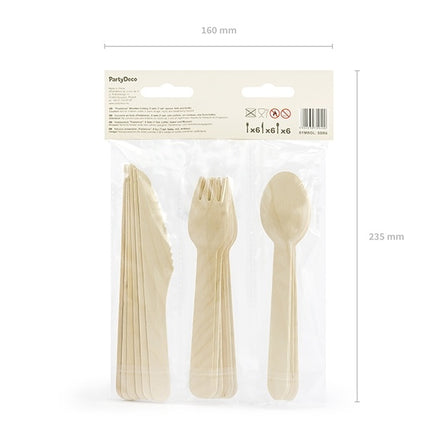 Sztućce drewniane kolorowe pastelowe 16cm 18 szt.