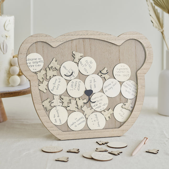 Księga gości na baby shower z groszami