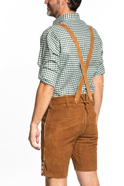 Skórzane szorty Lederhose w kolorze brązowym z szelkami