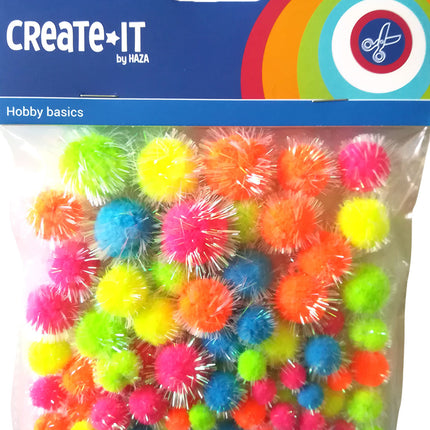 Pompony Glitter Neon Mix 75szt