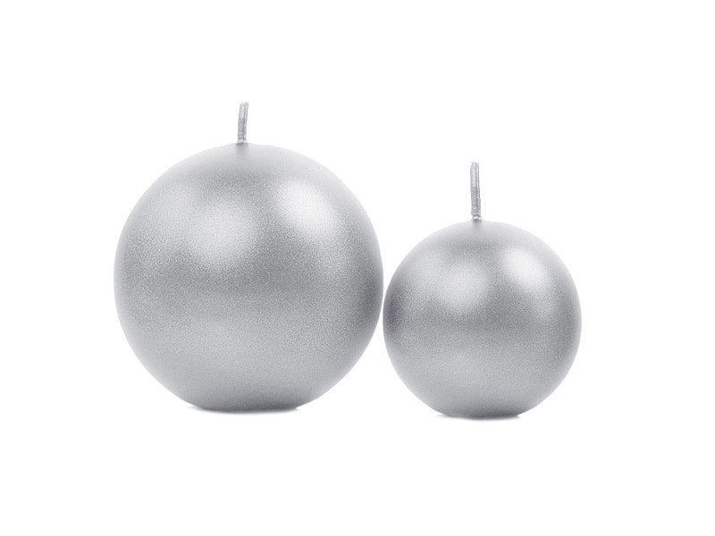 Świece kulkowe srebrne metaliczne 8cm 6szt