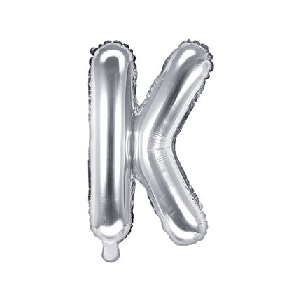 Balon foliowy litera K srebrny pusty 35cm