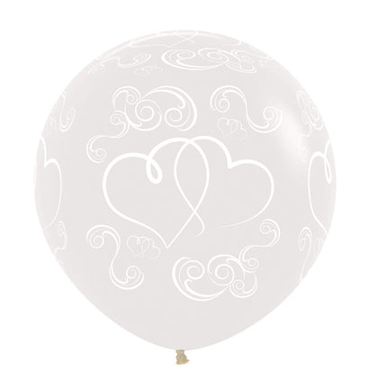 Balony Skrzyżowane Serca Krystalicznie Przezroczyste 61cm 3szt.