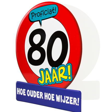 Kartka urodzinowa 80 lat Znak drogowy 16,5 cm