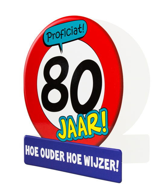 Kartka urodzinowa 80 lat Znak drogowy 16,5 cm