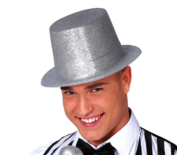Srebrny błyszczący kapelusz