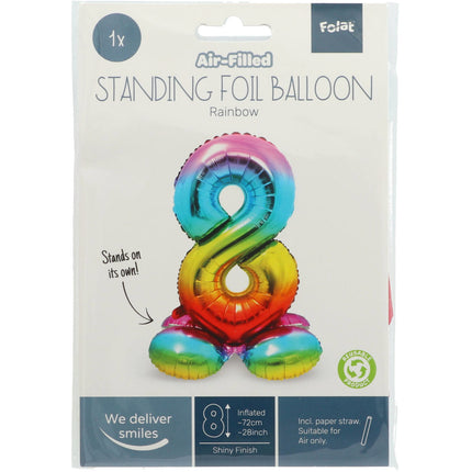 Balon foliowy Figura 8 Rainbow ze stojakiem 72 cm