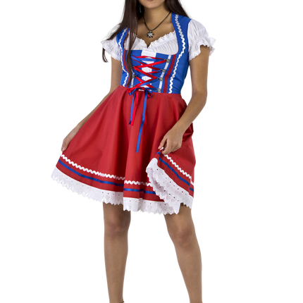 Oktoberfest Dirndl Dress Oktoberfest Red Blue Ladies 2 Pieces